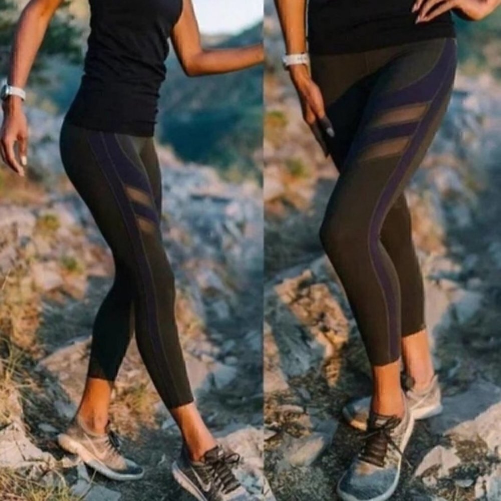 Zyia Active women 4 Dark Olive Green Mesh High Rise Athletic Casual 7/8 Legging